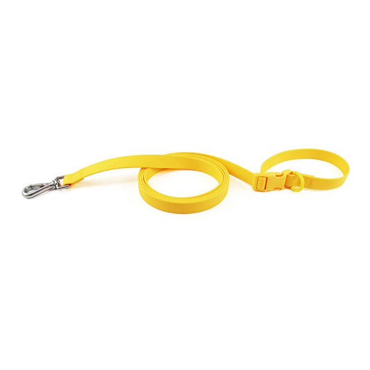 Waterproof Silicone Dog Lead with Adjustable Handle Yellow